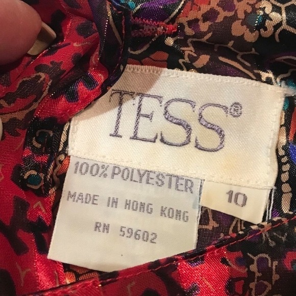 Tess 80s VTG Paisley Blouse Back Button Up Detailed Shoulders Size 10 - Picture 12 of 16